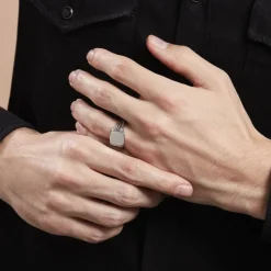 Histoire d'Or Chevaliere Argent Blanc Tarek* Bagues|Bagues Sans Pierre