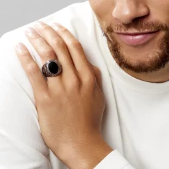 Histoire d'Or Chevaliere Zayn Acier Inoxydable Blanc Verre* Bagues|Chevalières