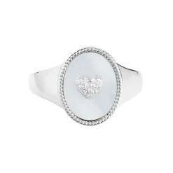 Histoire d'Or Chevalière Aracely Argent Blanc Nacre Oxyde De Zirconium* Bagues|Chevalières