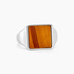 Histoire d'Or Chevalière Argent Blanc Atilio Oeil De Tigre* Bagues|Chevalières