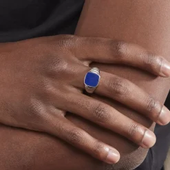 Histoire d'Or Chevalière Argent Blanc Calisto Lapis Lazuli* Bagues|Chevalières