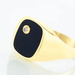 Online Histoire d'Or Chevalière Glynn Or Jaune Onyx Diamant