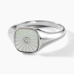 Best Histoire d'Or Chevalière Goddess Argent Blanc Nacre Oxyde De Zirconium argent blanc nacre blanc