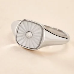 Best Histoire d'Or Chevalière Goddess Argent Blanc Nacre Oxyde De Zirconium argent blanc nacre blanc