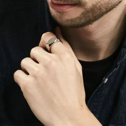 Sale JOURDAN Chevalière Lord Acier Bicolore Diamant