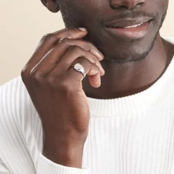 Histoire d'Or Chevalière Kaden Argent Blanc Oxyde De Zirconium Noir* Bagues|Chevalières