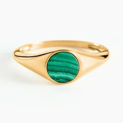 Histoire d'Or Chevalière Kenith Or Jaune Malachite* Bagues|Chevalières