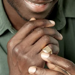 Hot Histoire d'Or Chevalière Lionel Plaqué Or Jaune