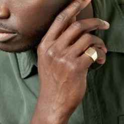 Hot Histoire d'Or Chevalière Lionel Plaqué Or Jaune