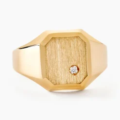 Best Histoire d'Or Chevalière Malcolm Carree Or Jaune Oxyde De Zirconium