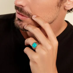 PHEBUS HIM Chevalière Acier Blanc Pierre D'imitation* Bagues|Chevalières