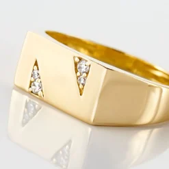 Histoire d'Or Chevalière Plaqué Or Jaune Asa Oxydes De Zirconium* Bagues|Chevalières