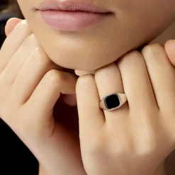 Histoire d'Or Chevalière Renelia Argent Blanc Blanc Onyx* Bagues|Chevalières