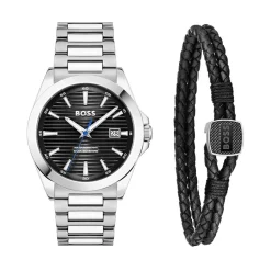 New HUGO BOSS Coffret De Montre Boss Strike Noir