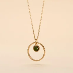 Outlet Histoire d'Or Collier Amalthea Plaqué Or Doré Aventurine Vert
