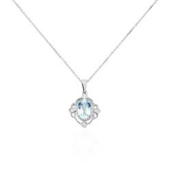 Discount Histoire d'Or Collier Amance Or Blanc Topaze Et Oxyde De Zirconium