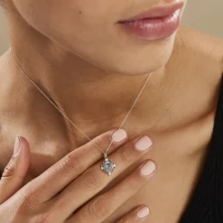 Discount Histoire d'Or Collier Amance Or Blanc Topaze Et Oxyde De Zirconium