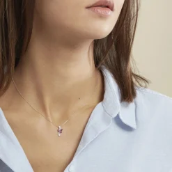 New Histoire d'Or Collier Angie Or Blanc Diamant Et Rubis or blanc rubis