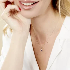 Clearance Histoire d'Or Collier Argent Tania Oxydes De Zirconium argent blanc oxyde violet