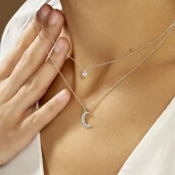 Clearance Histoire d'Or Collier Astre Argent Blanc Oxyde De Zirconium