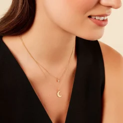 New Histoire d'Or Collier Astre Argent Doré Oxyde De Zirconium