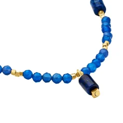Clearance Histoire d'Or Collier Attila Acier Doré Lapis Lazuli Agate acier doré lapis lazuli bleu