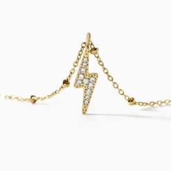 New Histoire d'Or Collier Aurore Acier Doré éclair Cristal