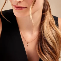 New Histoire d'Or Collier Aurore Acier Doré éclair Cristal