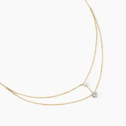 Histoire d'Or Collier Beauté Bleutée Or Jaune Topaze Oxyde De Zirconium