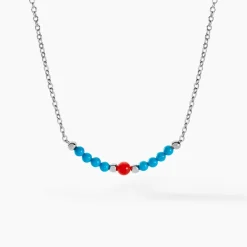 Outlet Histoire d'Or Collier Behati Argent Blanc Corail Turquoise