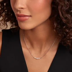 Hot Histoire d'Or Collier Blaine Argent Blanc Perle De Culture