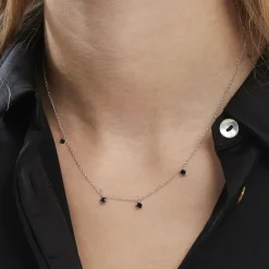 Discount Histoire d'Or Collier Callias Argent Blanc Oxyde De Zirconium Noir