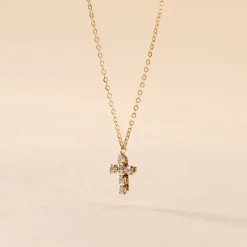 Outlet Histoire d'Or Collier Canice Croix Or Jaune Oxyde De Zirconium