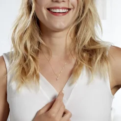 Outlet Histoire d'Or Collier Canice Croix Or Jaune Oxyde De Zirconium