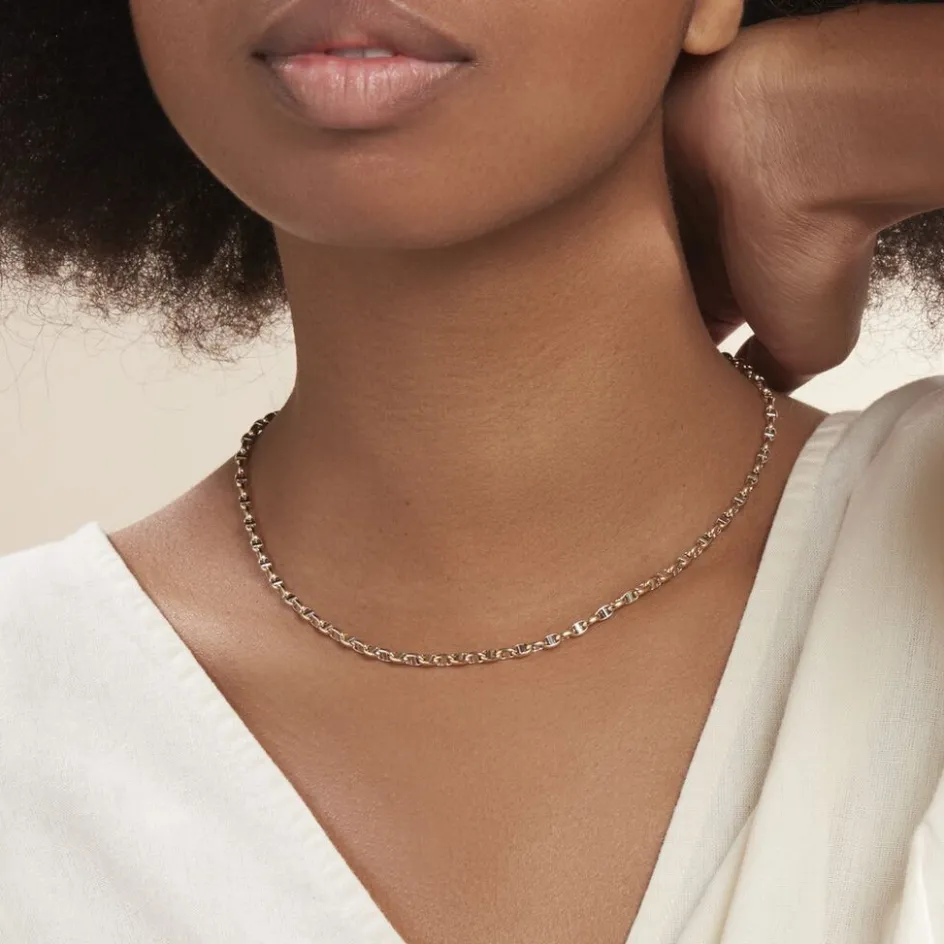 Online Histoire d'Or Collier Carlo Or Bicolore Maille Marine Ronde