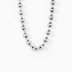 Online Histoire d'Or Collier Carrus Maille Grain De Cafe Argent Blanc