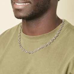 Online Histoire d'Or Collier Carrus Maille Grain De Cafe Argent Blanc