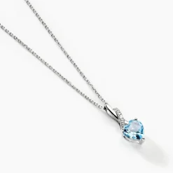 Discount Histoire d'Or Collier Clothilde Or Blanc Topaze Et Oxyde De Zirconium or blanc topaze bleu sky