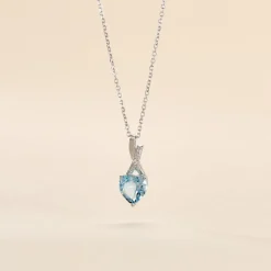 Discount Histoire d'Or Collier Clothilde Or Blanc Topaze Et Oxyde De Zirconium or blanc topaze bleu sky