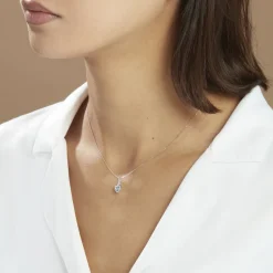 Discount Histoire d'Or Collier Clothilde Or Blanc Topaze Et Oxyde De Zirconium or blanc topaze bleu sky