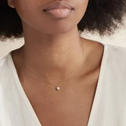 New Histoire d'Or Collier Coeur Serti Clos Or Jaune Oxyde De Zirconium