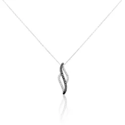 Discount Histoire d'Or Collier Courbes Or Blanc Diamant