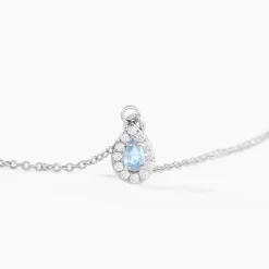 Hot Histoire d'Or Collier Court Argent Blanc Tania Oxyde De Zirconium argent blanc oxyde bleu