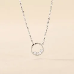 New Histoire d'Or Collier Court Argent Blanc Vivence Oxyde De Zirconium