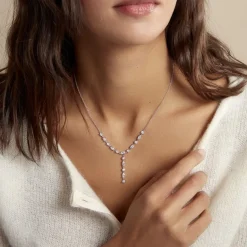 Online Histoire d'Or Collier Cravate Argent Blanc Shiny Nights Oxyde De Zirconium