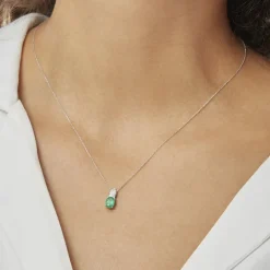 Histoire d'Or Collier Crista Or Blanc Emeraude Et Diamant* Colliers|Colliers