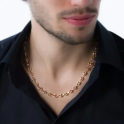 Hot Histoire d'Or Collier Dami Maille Grain De Cafe or tricolore