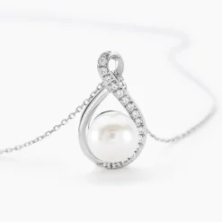 Histoire d'Or Collier Davy Or Blanc Perle De Culture Oxyde* Colliers|Colliers