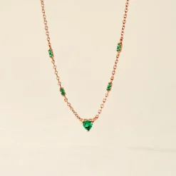 Clearance Histoire d'Or Collier Déclaration Argent Rose Oxyde De Zirconium argent rose oxyde vert