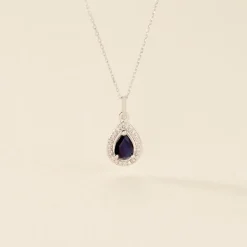 Outlet Histoire d'Or Collier Dorthy Or Blanc Saphir Et Diamant